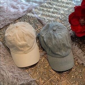 🌹madewell & GAP NWOT• Cream and Denim Baseball Caps Bundle. •